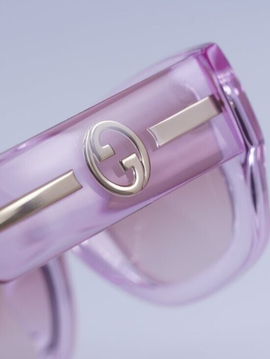 Gucci GG1558SK 003 Women Rectangle Sunglasses - Pink \\ Burgundy